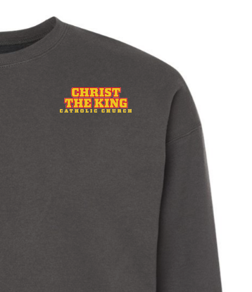 Christ the King - 90210 Stacked Left Chest Crewneck-L Charcoal Crewneck