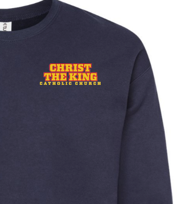 Christ the King - 90210 Stacked Left Chest Crewneck-L Navy Crewneck
