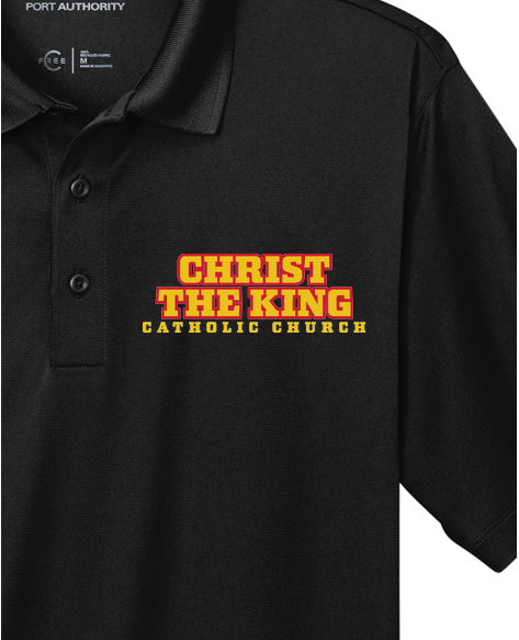 Christ the King - 90210 Stacked Left Chest Polo Black Polo
