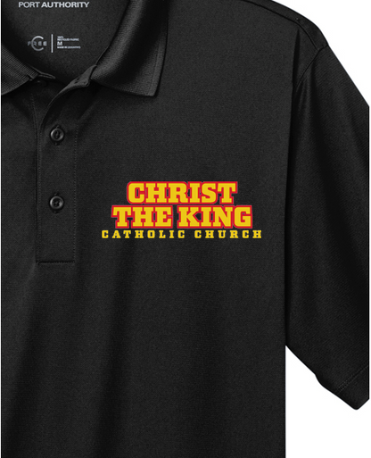 Christ the King - 90210 Stacked Left Chest Polo Black Polo