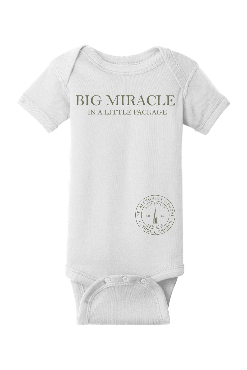 Saint Alphonsus Big Miracle Baby Onesie