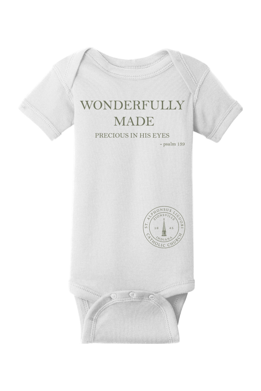 Saint Alphonsus Wonderfully Made Baby Onesie