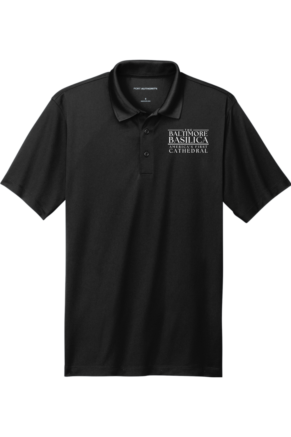 The Baltimore Basilica Polo - Words Logo - Black and White